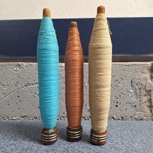 Vintage/Antique Wooden Quills, Bobbins, Thread Spools Set of 3